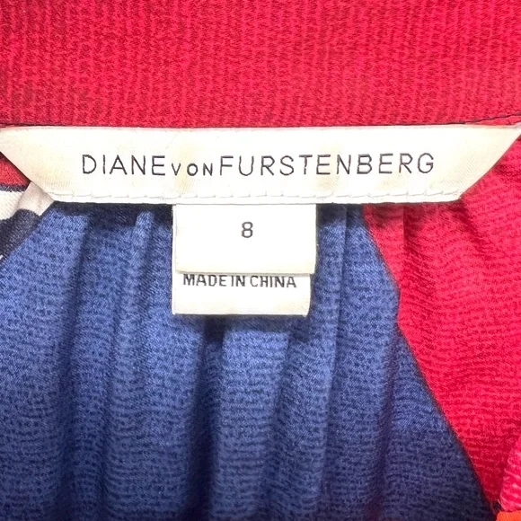 Diane Von Furstenberg Freya Silk Blend Colorful Abstract Shift Dress Women’s 8 - Picture 13 of 15